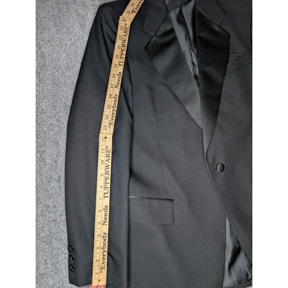 Vintage Giorgio Patrino 100% Pure Wool‎ Black Tuxedo Jacket Blazer Size 39R